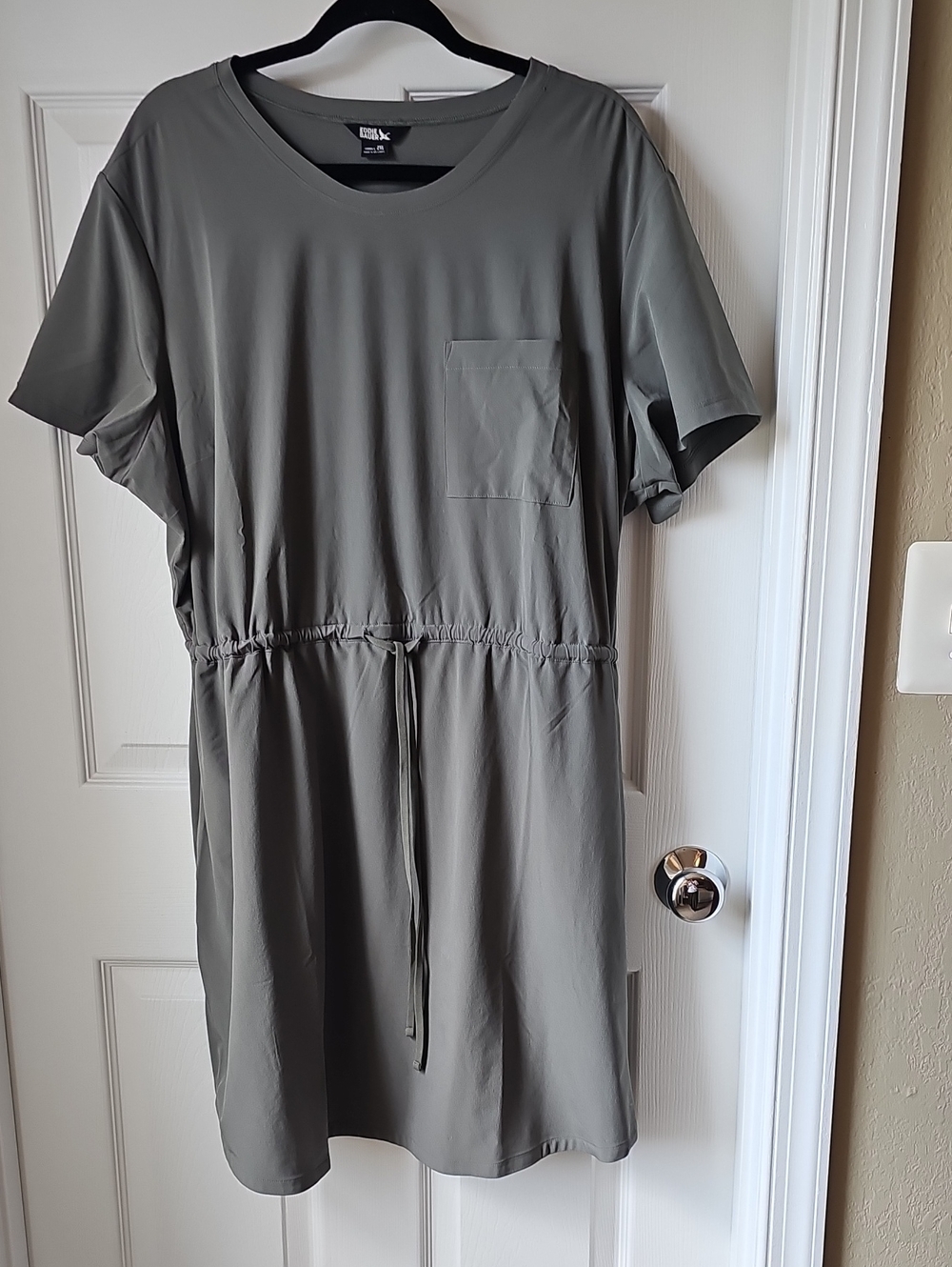 Eddie Bauer Olive Drawstring Pocket Mini Dress